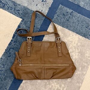 B. Makowsky Brown Pebbled Leather Shoulder Purse/Handbag